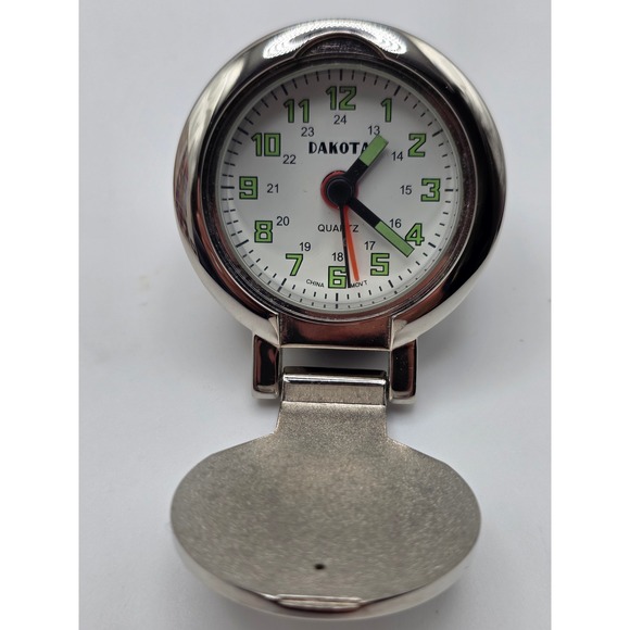 Dakota Watch Company Quartz Travel Desk Clock w/ Wooden Box – Runs Great - Picture 8 of 8